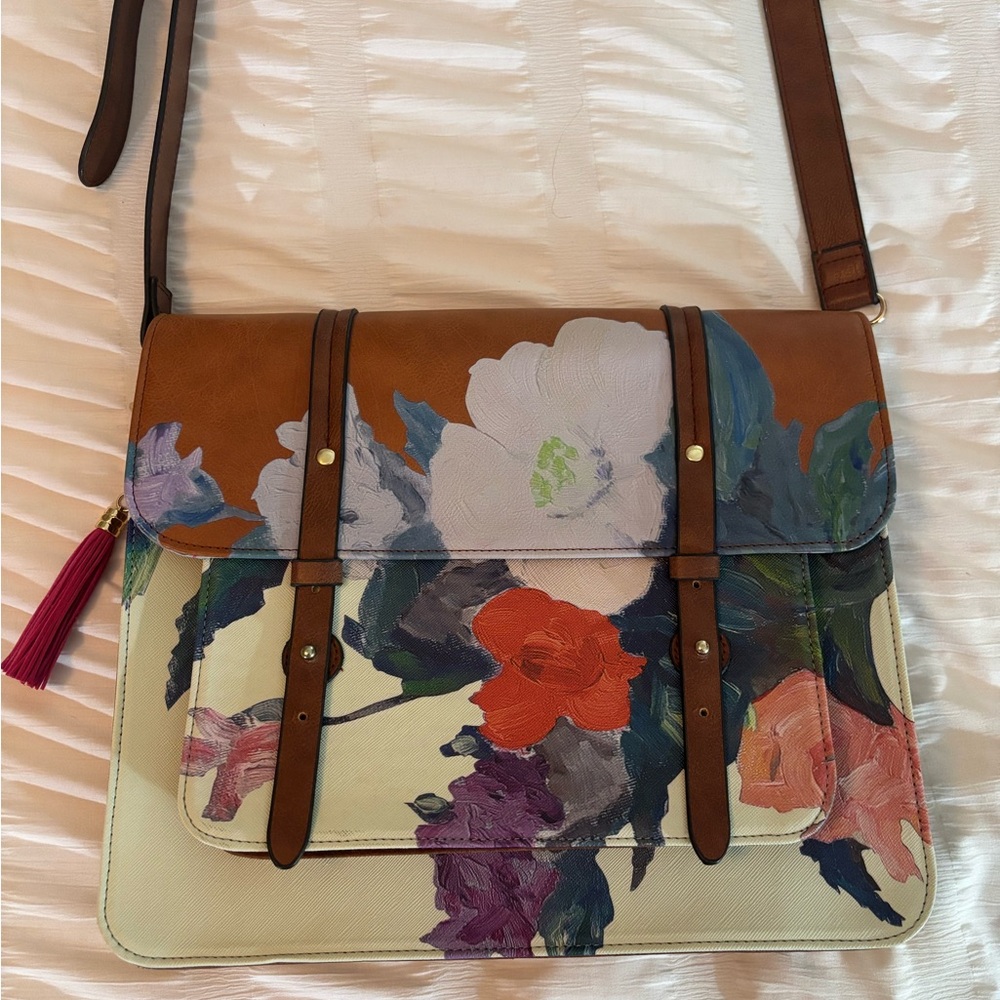 🚍📝📚 House of Disaster (1916) Floral Satchel Messenger Bag -EUC - Picture 3 of 15